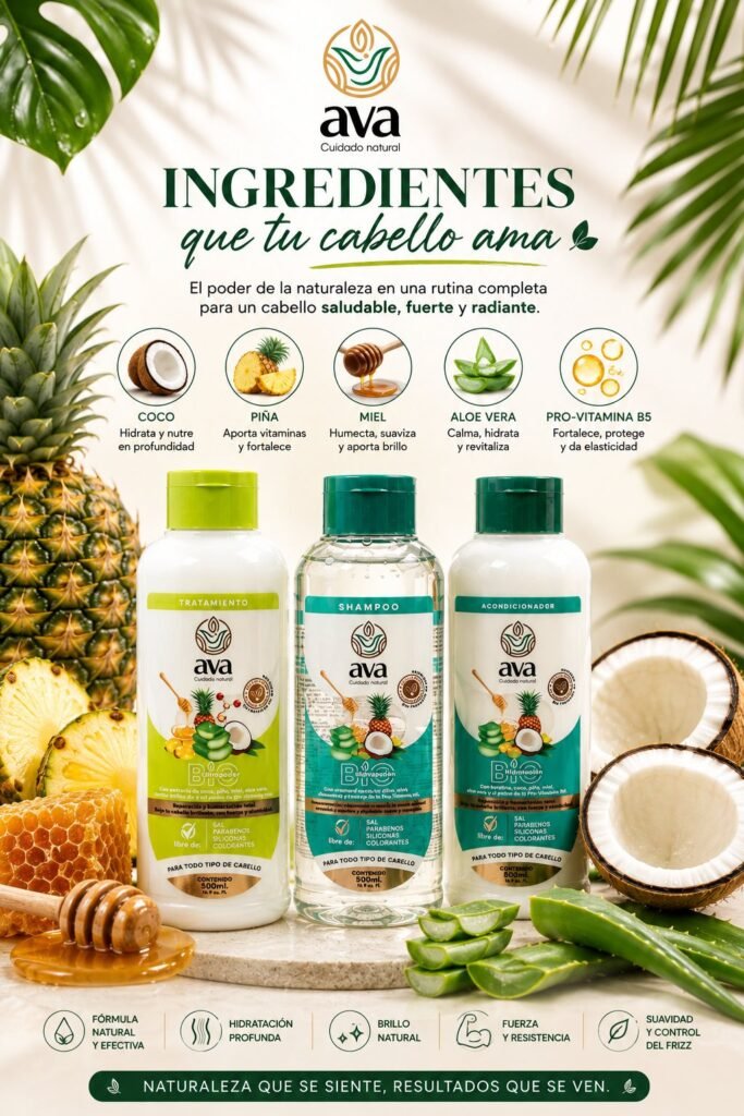 Kit Capilar Ava Cuidado Natural – Shampoo + Acondicionador + Tratamiento